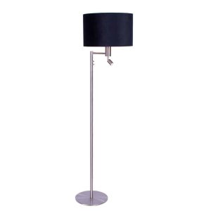 Moderne vloerlamp met velours kap zwart met goud 40 cm