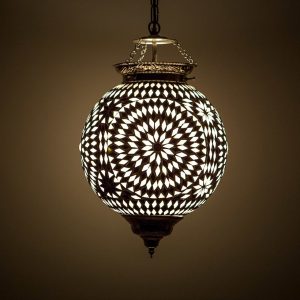 Oosterse mozaïek hanglamp Turkish Design zwart-wit Ø25cm
