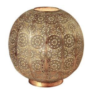 Oosterse tafellamp Motivo antiek goud-wit met gaatjes Ø 32cm