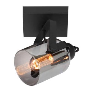 Plafondlamp Fumoso 1 lichts Zwart met smoke glas