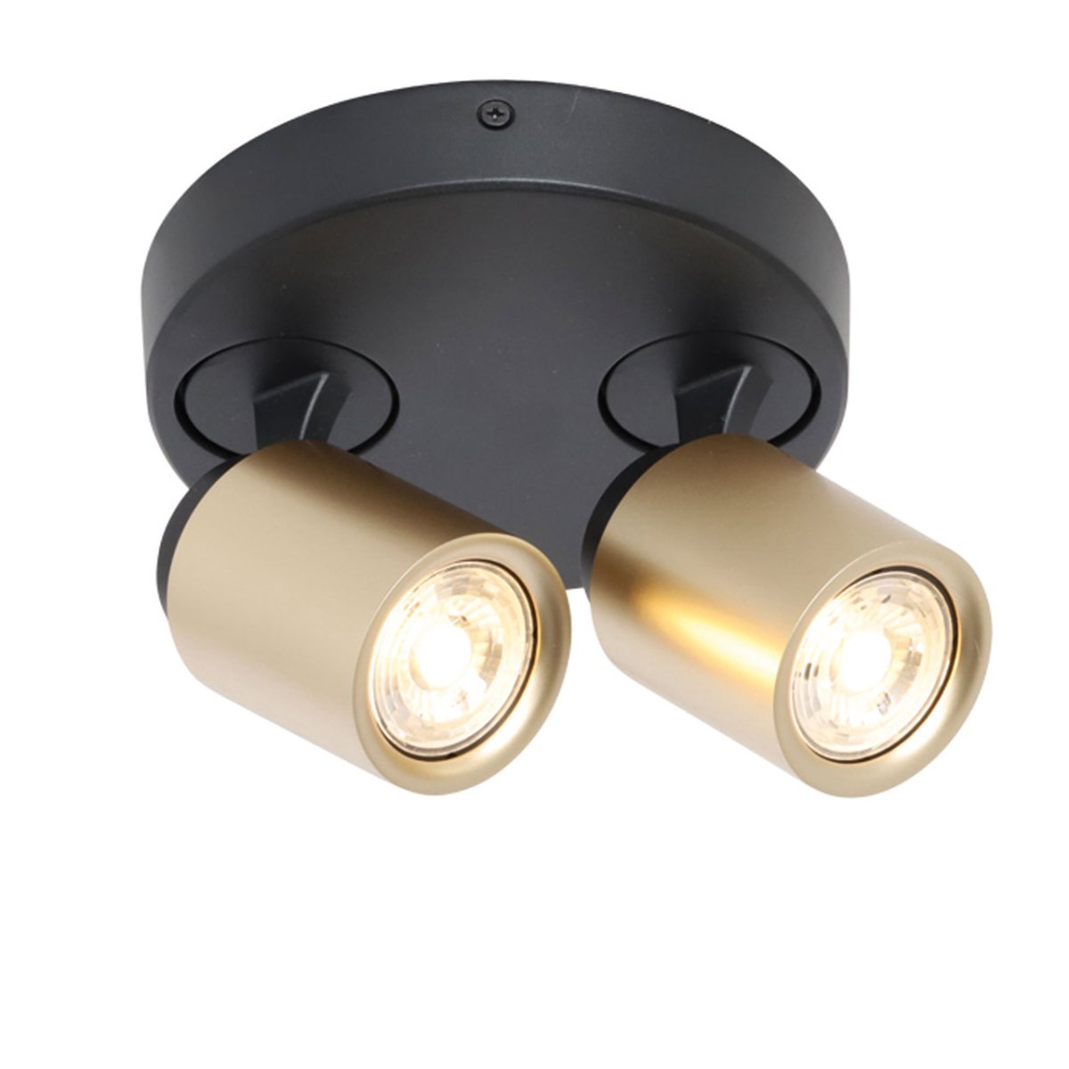 Plafondlamp | Razza spots | 17 cm | 2 lichts | GU10 | zwart goud messing