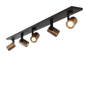 Plafondlamp | Halospots zwart/brons | 10 cm | 5 lichts | GU10 | zwart brons