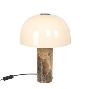 Retro tafellamp Marble Ø 27,5 cm – Echt marmer met beige glas