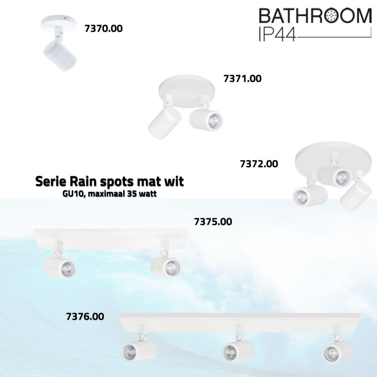 Ronde IP44 badkamer spot Rain | 1 lichts | wit | Ø 10 cm | modern design - Afbeelding 9