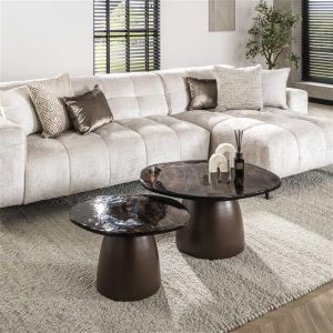 Salontafel set Eclips 2-delig | Koper antiek finish
