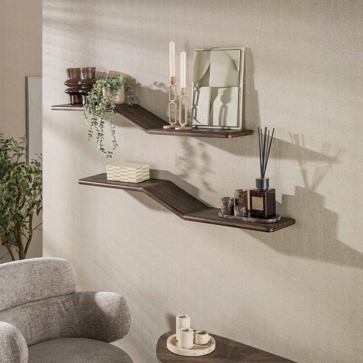 Set wandplanken Maya Teak S-vorm | Massief teak espresso - Afbeelding 2