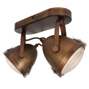 Spot Paco | 2 lichts | bruin | inclusief LED lampen | industrieel design