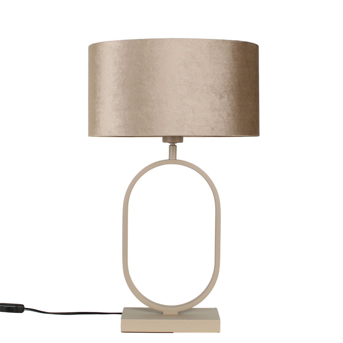 Stijlvolle beige tafellamp Verona ovaal | Velvet kap Taupe on Taupe 40 cm - Afbeelding 2