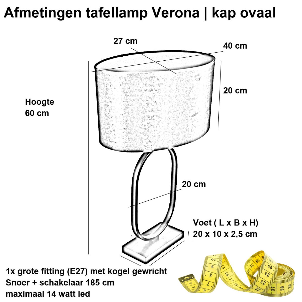 Stijlvolle beige tafellamp Verona ovaal | Velvet kap Taupe on Taupe 40 cm - Afbeelding 4