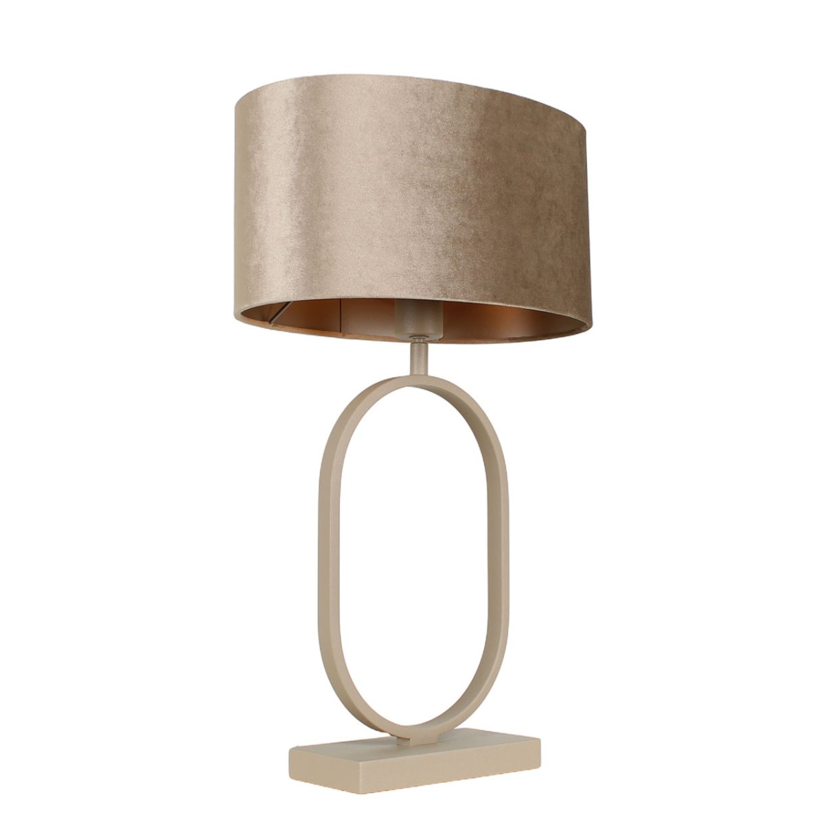 Stijlvolle beige tafellamp Verona ovaal | Velvet kap Taupe on Taupe 40 cm - Afbeelding 5