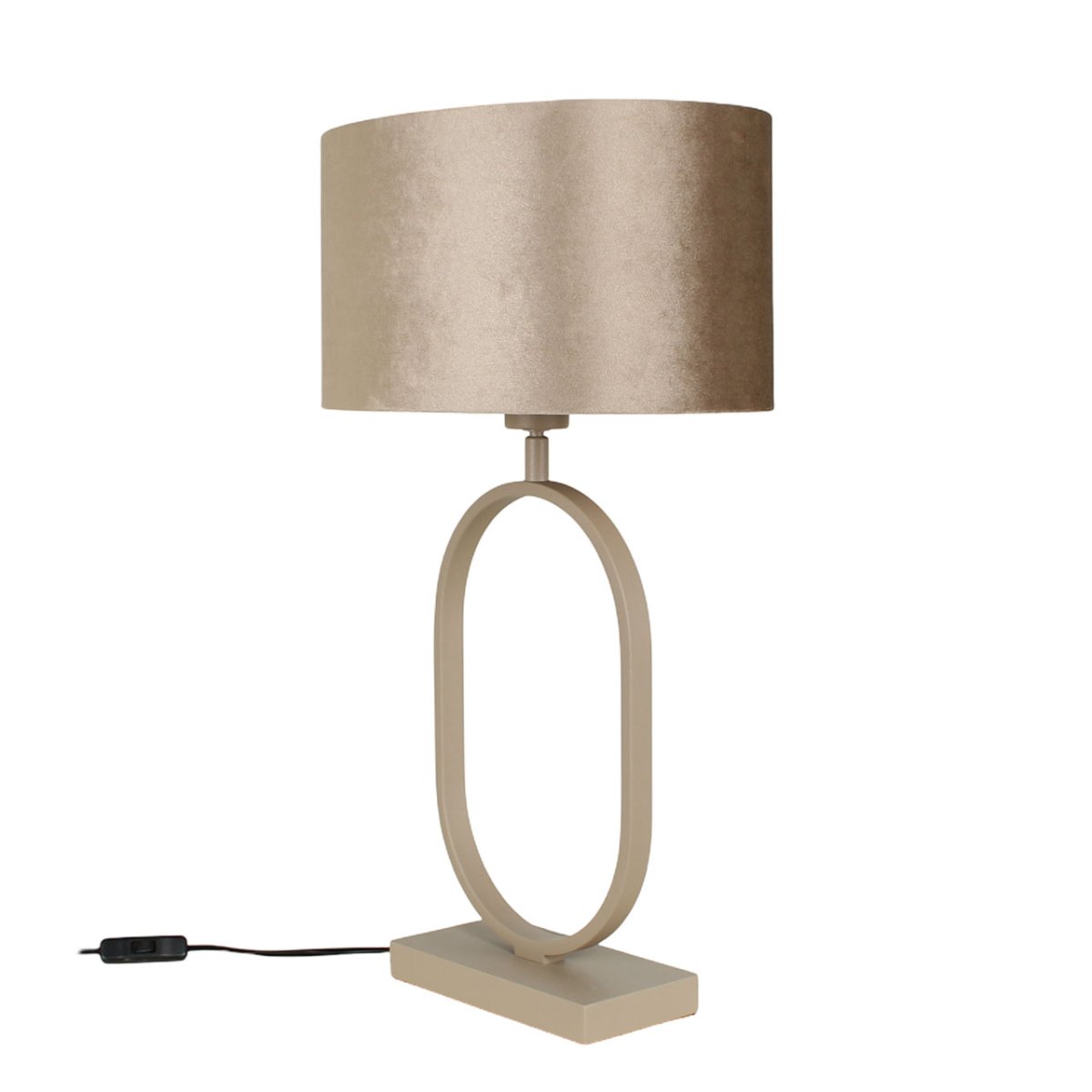 Stijlvolle beige tafellamp Verona ovaal | Velvet kap Taupe on Taupe 40 cm - Afbeelding 7
