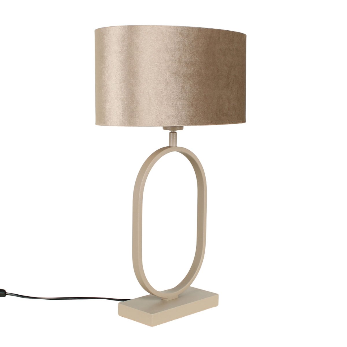 Stijlvolle beige tafellamp Verona ovaal | Velvet kap Taupe on Taupe 40 cm - Afbeelding 6