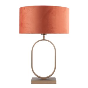 Stijlvolle bronzen tafellamp met roestkleurige ovale kap – Rusty on gold 40 cm