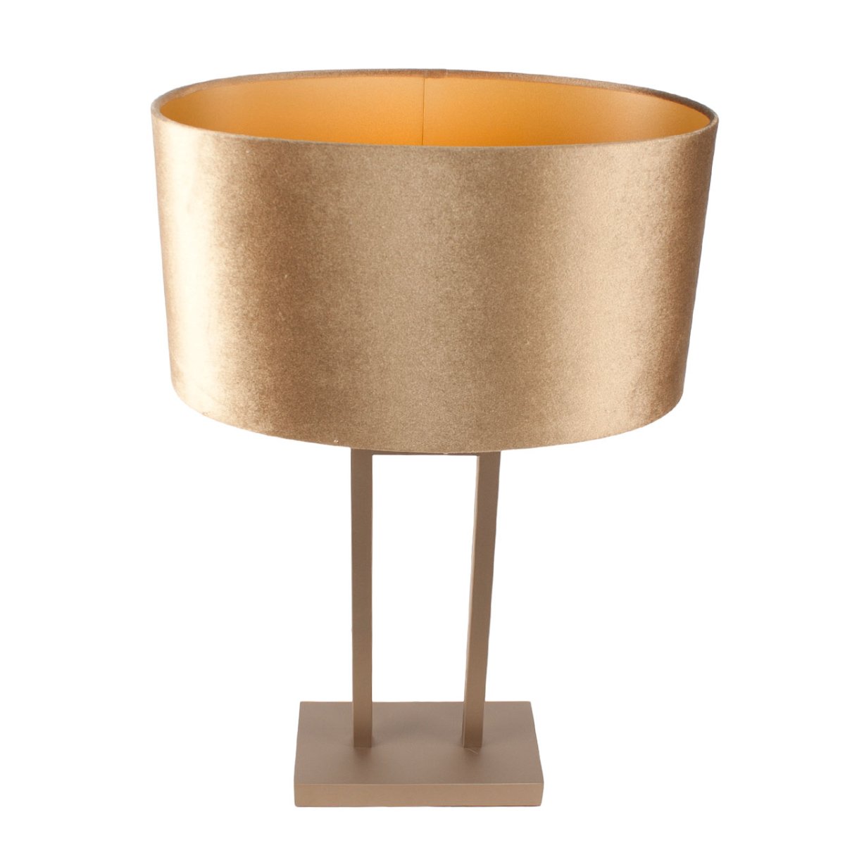 Stijlvolle bronzen tafellamp Monza | ovale kap coffee on gold 35 cm - Afbeelding 7