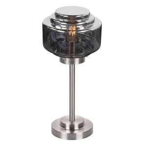 Tafellamp Art Deco ‘Cambridge’ Ø 15cm met smoke glas