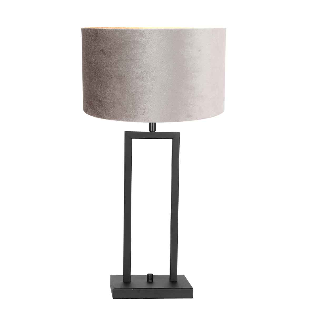 Tafellamp Stang 1 lichts Mat Zwart met Kap Taupe Velours - Afbeelding 2