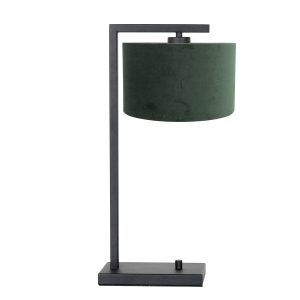 Tafellamp Stang 1 lichts Zwart met Kap Groen Velours