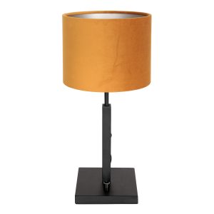 Tafellamp Stang 1 lichts Zwart met Kap Oker Velours Ø 20cm