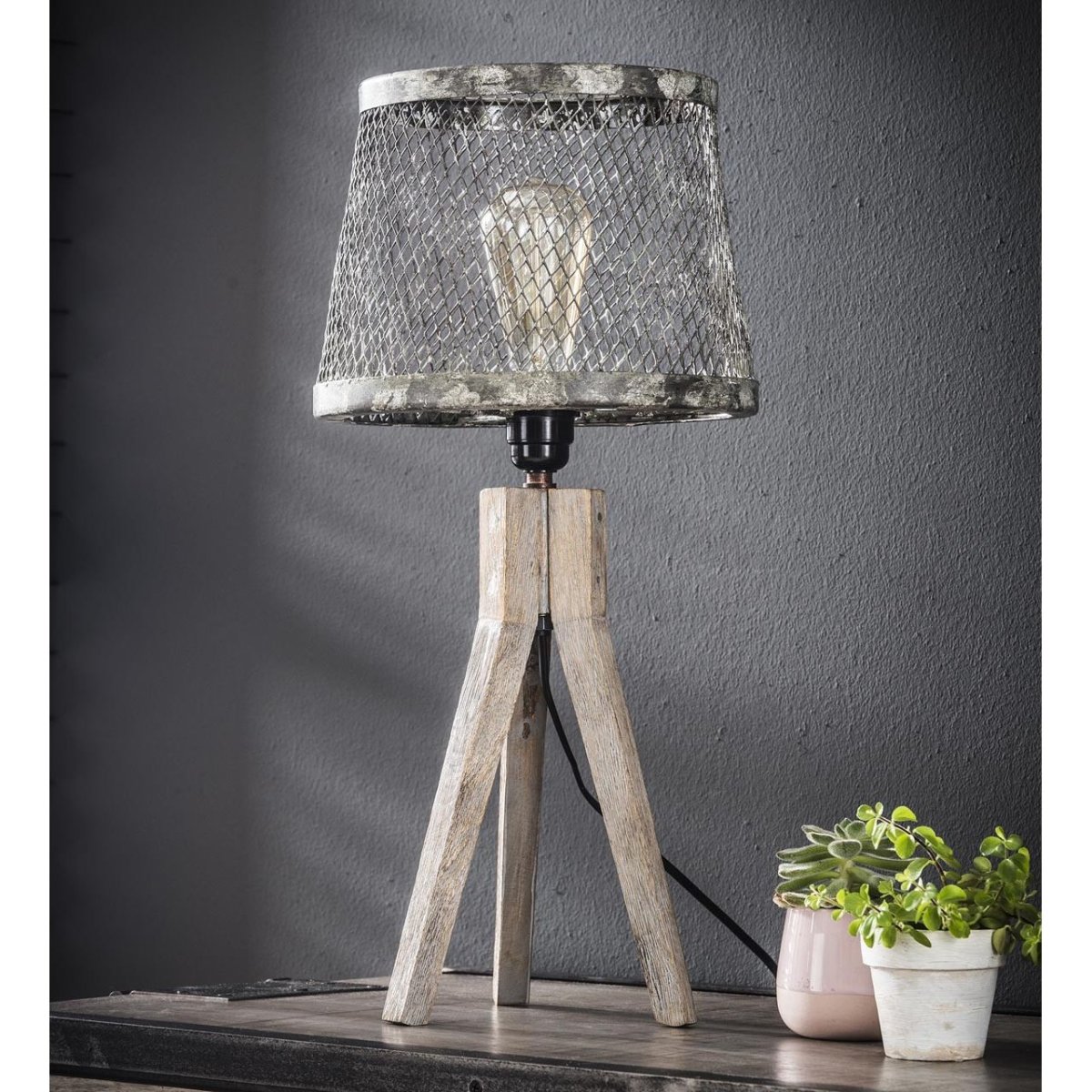 Tafellamp van massief hout - Afbeelding 4