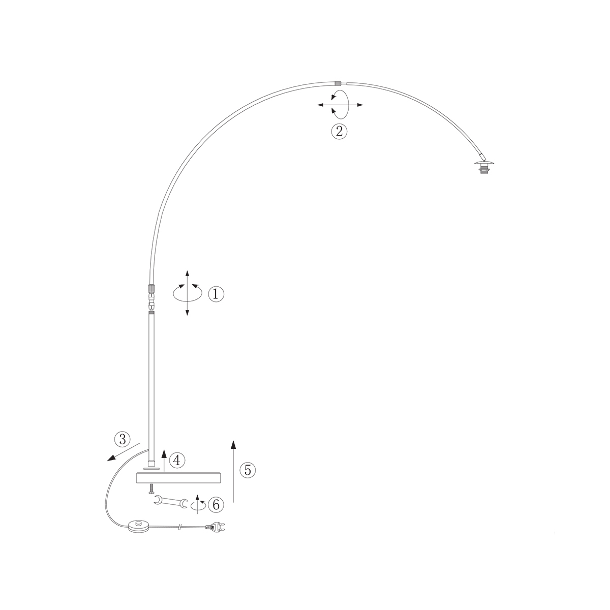 Verstelbare booglamp met plexiglas kap Ø 38 cm grijs / smoke - Afbeelding 8