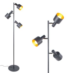 Verstelbare zwarte retro vloerlamp | 3 x E27