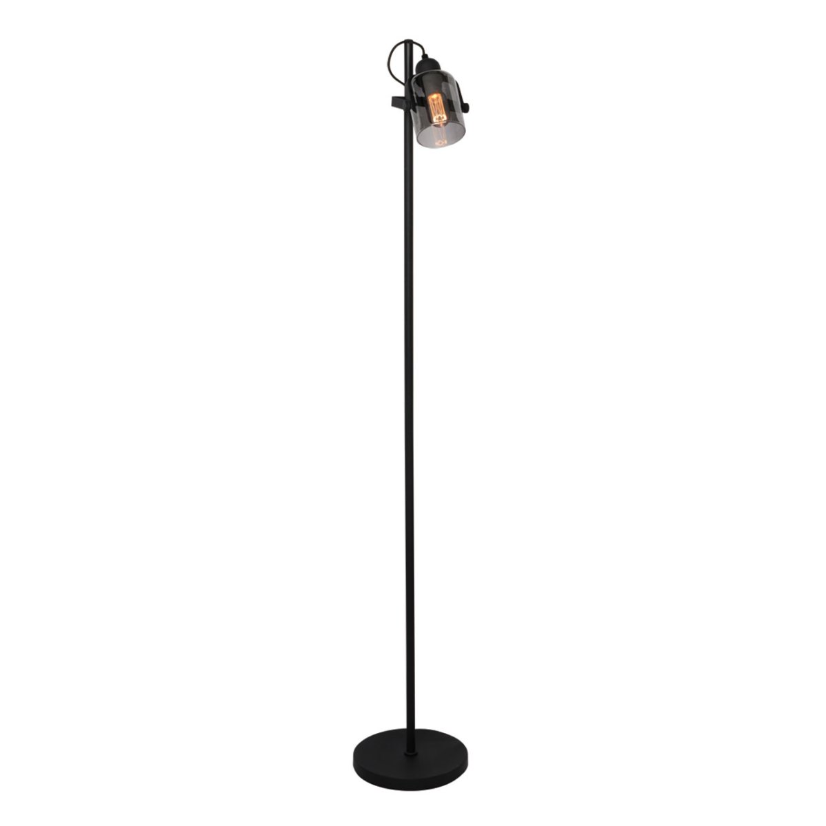 Vloerlamp Fumoso 1 lichts Zwart met smoke glas