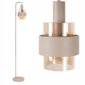 Vloerlamp Marrone 1-lichts | zand / beige met amber glas | E27 | 168 cm