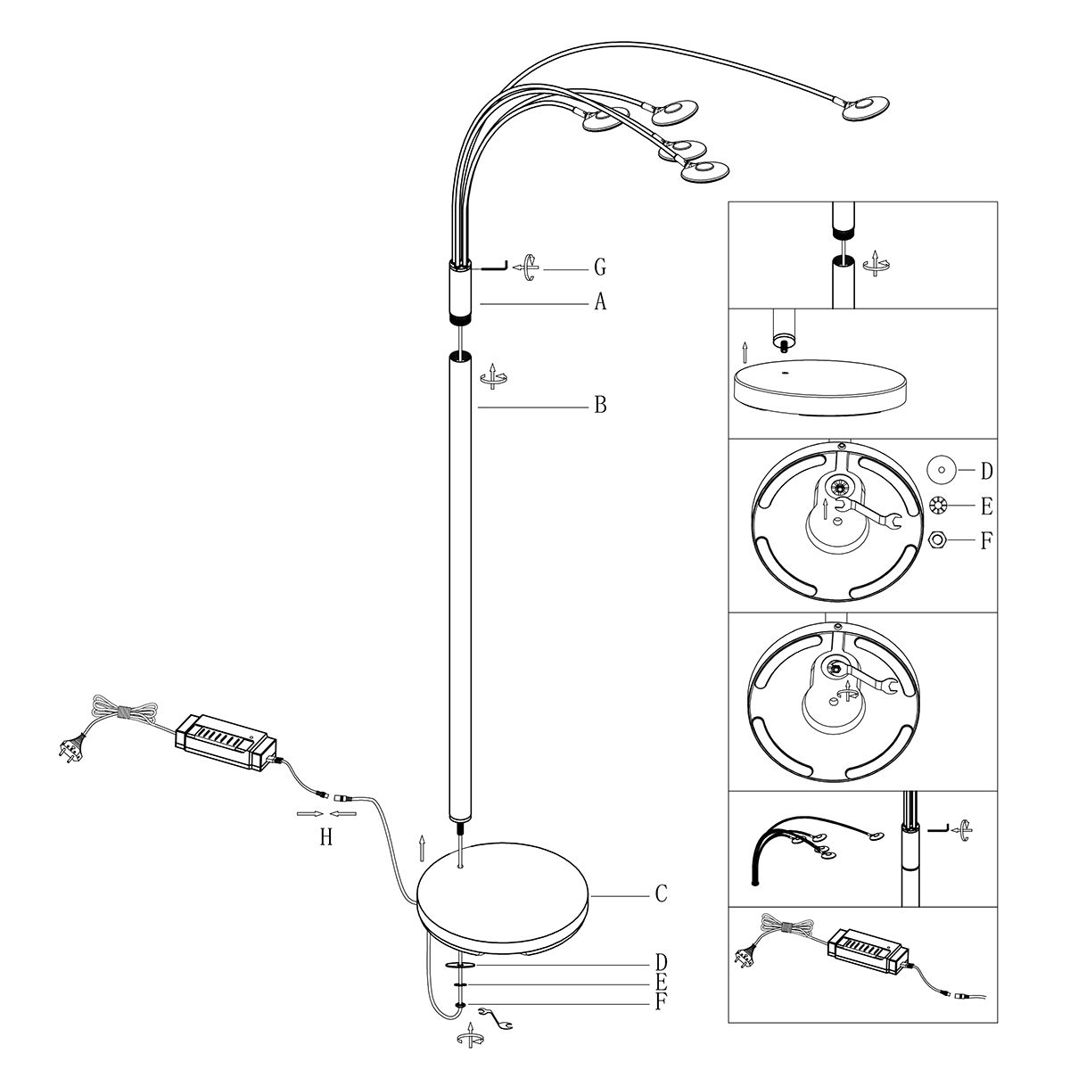 Vloerlamp Synna 5 lichts Zwart - Afbeelding 9