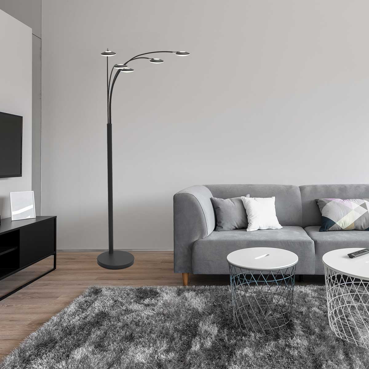 Vloerlamp Synna 5 lichts Zwart - Afbeelding 3