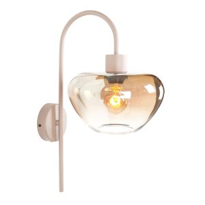 Wandlamp Genua zand / beige met glas – Luxe 1-lichts voor aan de wand
