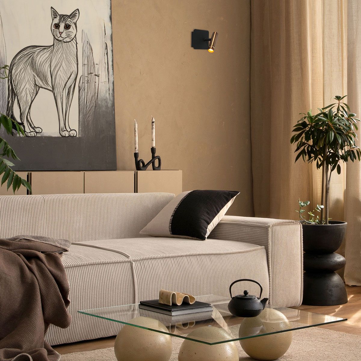 Wandlamp | Lumo | ingebouwde vervangbare LED module | modern | brons - Afbeelding 4