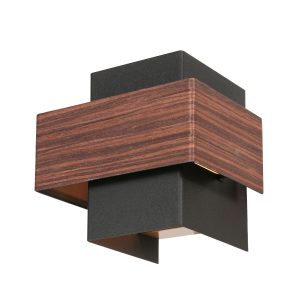 Wandlamp Muro | Houtkleur / zwart| Up / down light