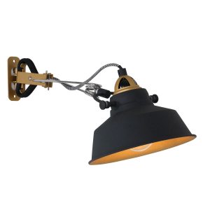 Wandlamp Nové 1-lichts Goud/Zwart met Klem