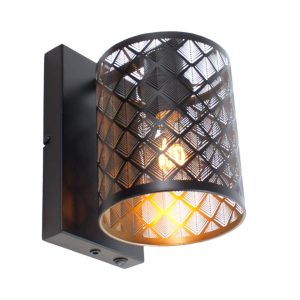 Wandlamp | serie Laser | 15 cm | E27 grote fitting | rond | zwart goud