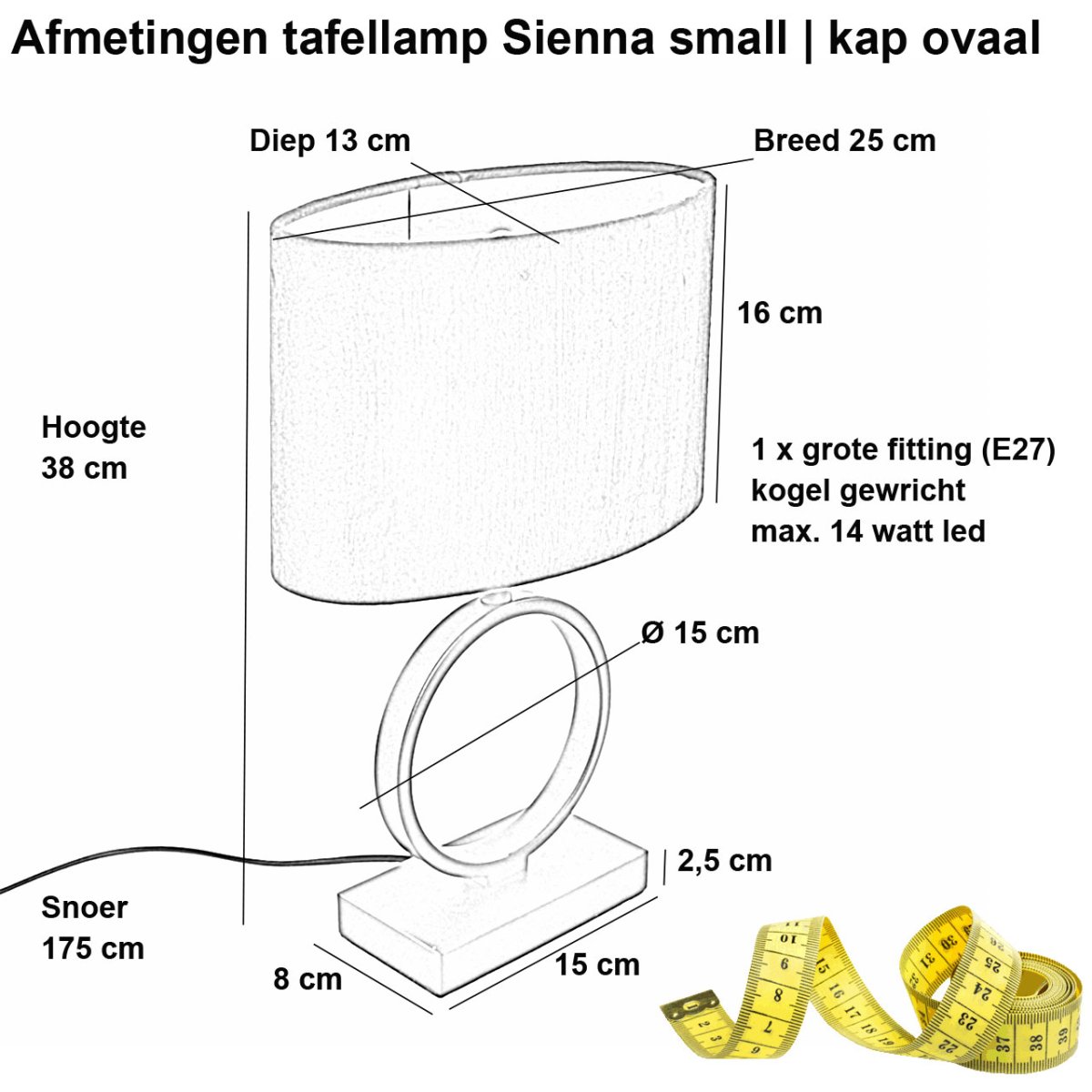 Zand / beige kleurige tafellamp Sienna met ovale velvet kap – coffee on gold 25 cm - Afbeelding 4