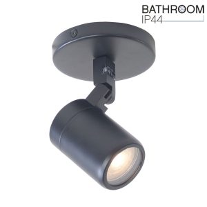 Zwarte IP44 badkamer spot 1 lichts