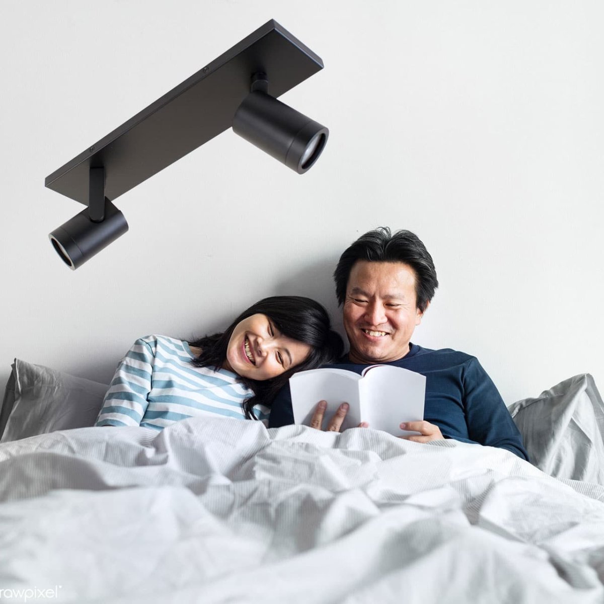 Plafond- en wandlamp | Halospots zwart | 2 lichts | GU10 | modern | zwart - Afbeelding 3