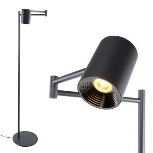 Zwarte staande leeslamp met zwenkarm | Picchio – led