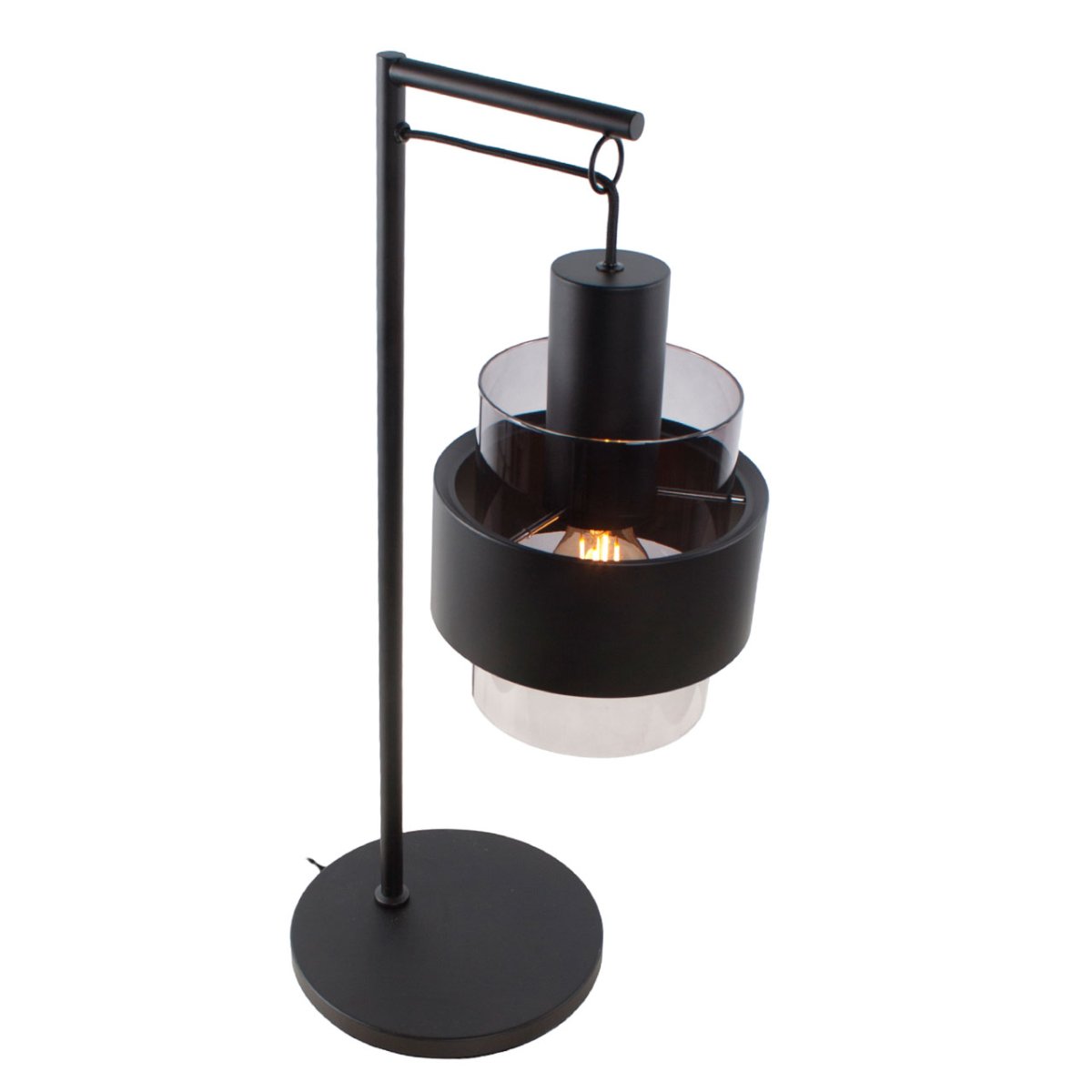 Zwarte tafellamp Chiasso met smoke | grijs glas - Afbeelding 5