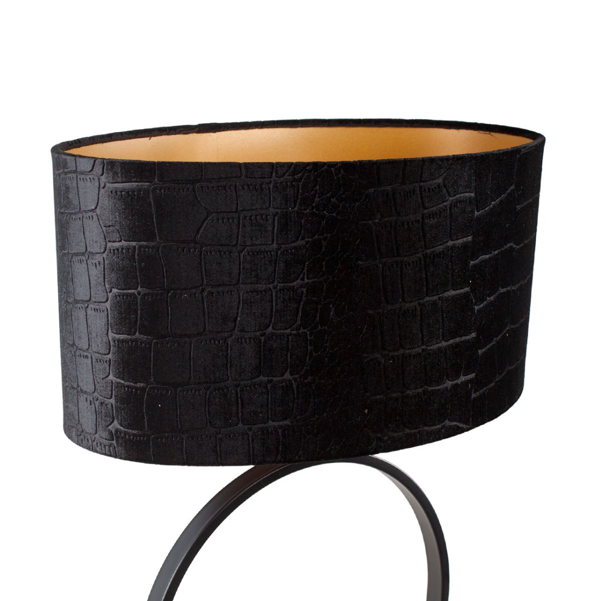 Zwarte tafellamp Sienna met ovale krokodillenprint kap – Black on gold 40 cm - Afbeelding 6