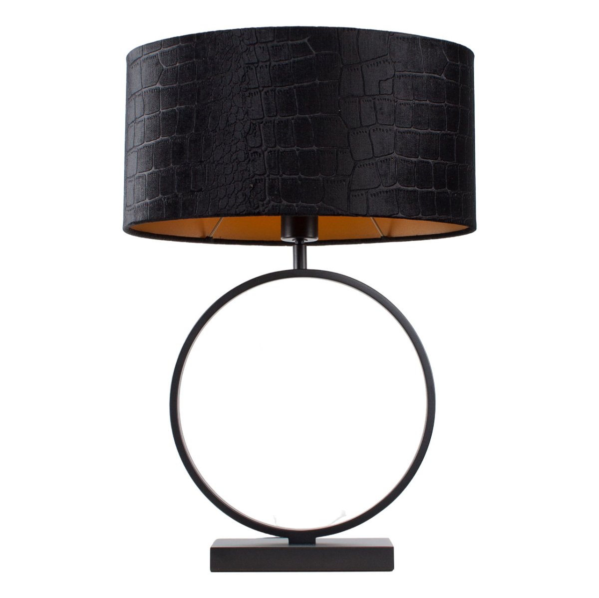 Zwarte tafellamp Sienna met ovale krokodillenprint kap – Black on gold 40 cm - Afbeelding 7