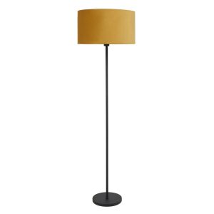 Zwarte vloerlamp met kap fluweel oker Ø 45cm