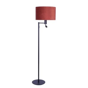 Zwarte vloerlamp met velours kap koper met goud 40 cm