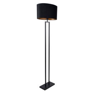 Zwarte vloerlamp Monza met ovale velours kap – Black on gold 45 cm