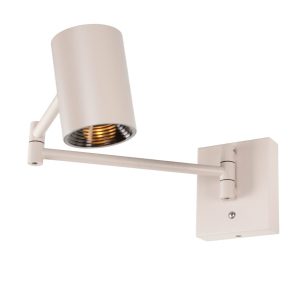 Zwenkbare wandlamp Picchio zand/ beige met dimfunctie